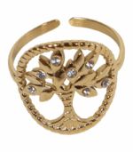 Anillo Árbol de la Vida Dorado con Cristales - Imagen 3