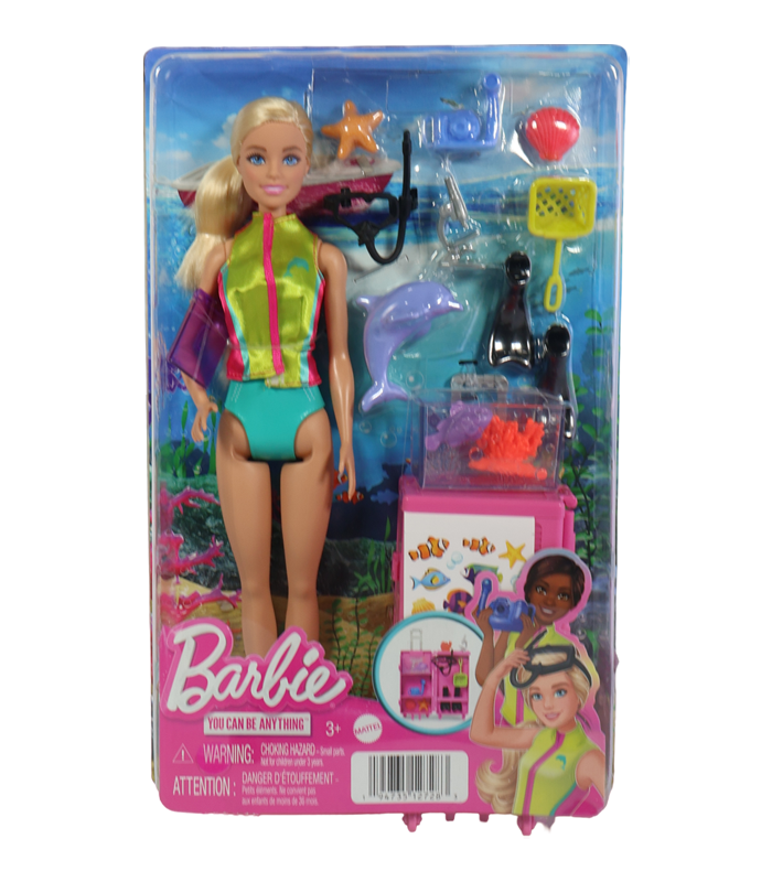 Muñeca Barbie de traje de neopreno con aletas