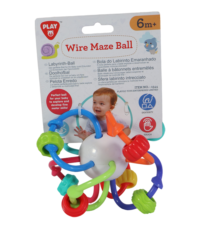 Pelota de estimulación temprana tipo laberinto Wire Maze Ball multicolor para bebés.