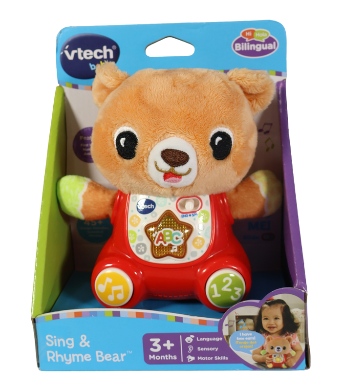 Juguete VTech Baby Oso Sing & Rhyme musical bilingüe para bebés de 3 meses en adelante. Desarrollo de lenguaje y motor.