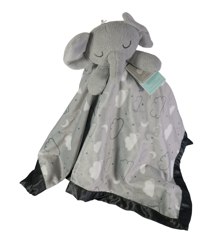 juguete de apego ultrasuave con patrón de nubes y lunas.