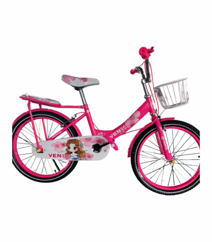 Bicicleta infantil color rosa vibrante con ruedas de radios