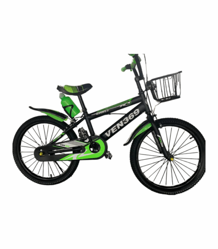 Bicicleta juvenil o infantil de color negro y verde brillante