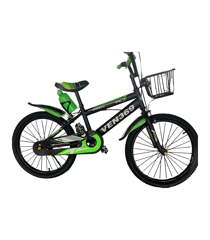 Bicicleta juvenil o infantil de color negro y verde brillante