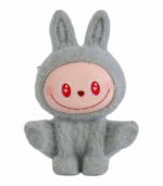 Figura Labubu gris flocado de Pop Mart