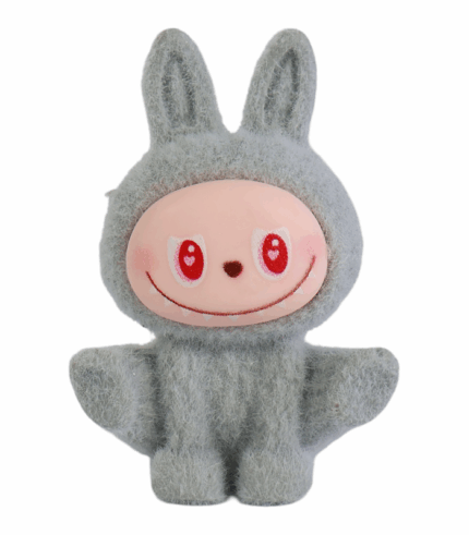Figura Labubu gris flocado de Pop Mart