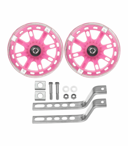 Kit completo de ruedas de entrenamiento rosas y transparentes