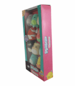 mostrando cuatro mini peluches de frutas y dos áreas de misterio