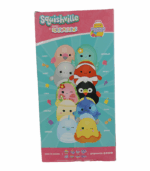 con el texto 'Fruit Squad' y '2 Mini Squishmallows Misteriosos'.