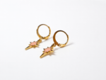 Argollas de estrella fugas vidrio esmaltado rosa - Imagen 2