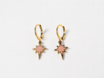 Argollas de estrella fugas vidrio esmaltado rosa