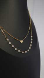 Cadena doble con perlas de Cuarzo natural Blanco - Imagen 2